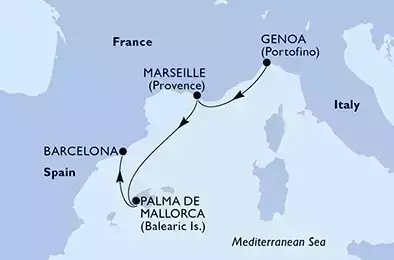 Genoa,Marseille,Palma de Mallorca,Barcelona