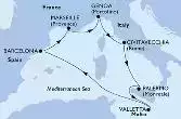Civitavecchia,Palermo,Valletta,Barcelona,Marseille,Genoa,Civitavecchia