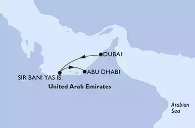 MSC BELLISSIMA - Itinerario di 3 notti partendo da DUBAI il 02/04/2022 - Dubai,Dubai,Sir Bani Yas,Abu Dhabi