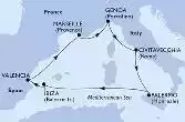 Genoa,Civitavecchia,Palermo,Ibiza,Valencia,Marseille,Genoa