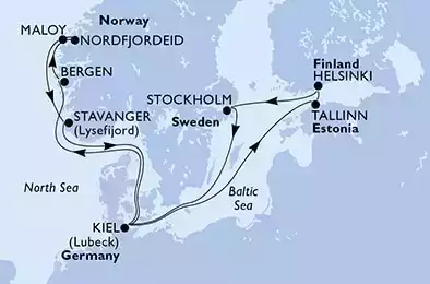 MSC PREZIOSA - Itinerario di 14 notti partendo da KIEL, GERMANY il 07/08/2022 - Germania, Norvegia, Estonia, Finlandia, Svezia