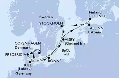 MSC PREZIOSA - Itinerario di 11 notti partendo da KIEL, GERMANY il 01/05/2022 - Germania, Danimarca, Svezia, Finlandia, Estonia