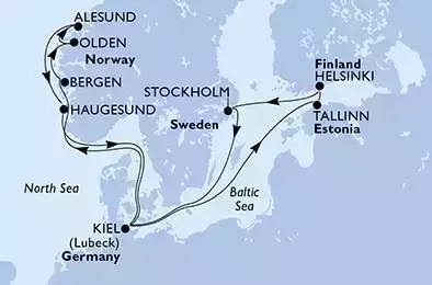 MSC PREZIOSA - Itinerario di 14 notti partendo da KIEL, GERMANY il 26/06/2022 - Germania, Norvegia, Estonia, Finlandia, Svezia