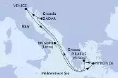 Venice,Brindisi,Mykonos,Piraeus,Zadar,Venice
