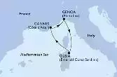 Genoa,Olbia,Cannes,Genoa
