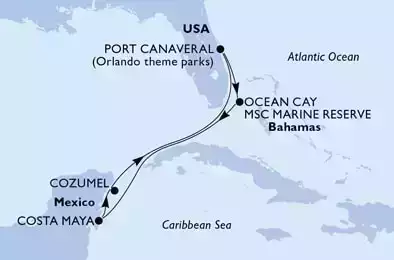 Port Canaveral,Ocean Cay,Costa Maya,Cozumel,Port Canaveral