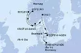 Warnemunde,Bergen,Eidfjord,Kristiansand,Oslo,Copenhagen,Warnemunde