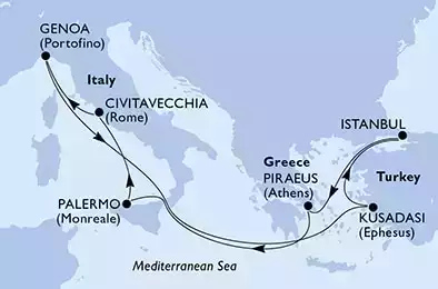 MSC POESIA - Itinerario di 11 notti partendo da GENOVA il 17/10/2023 - Genoa,Kusadasi,Istanbul,Piraeus,Palermo,Civitavecchia,Genoa