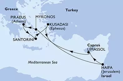 MSC MUSICA - Itinerario di 7 notti partendo da PIRAEUS, GREECE il 07/05/2023 - Grecia, Turchia, Israele, Cipro