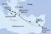 Haifa,Limassol,Mykonos,Mykonos,Piraeus,Piraeus,Santorini,Kusadasi,Haifa
