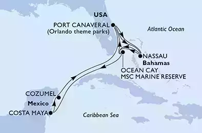 Port Canaveral,Nassau,Ocean Cay,Costa Maya,Cozumel,Port Canaveral,Nassau,Ocean Cay,Port Canaveral
