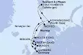 Hamburg,Molde Fjord,Tromso,Longyearbyen,Honningsvag,Bergen,Kristiansand,Skagen,Hamburg