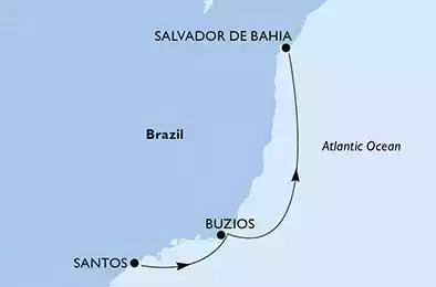 Santos (Sao Paolo), Buzios, Salvador da Bahia
