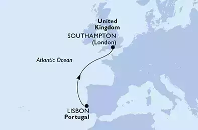 MSC VIRTUOSA - Itinerario di 3 notti partendo da LISBON, PORTUGAL il 10/08/2022 - Lisbon,Southampton