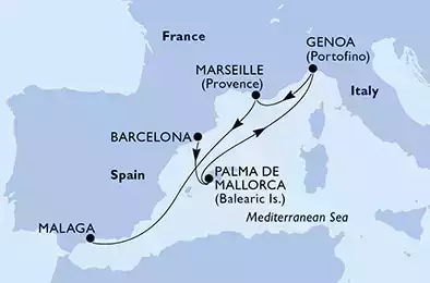 Barcelona,Palma de Mallorca,Genoa,Marseille,Malaga