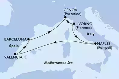 MSC BELLISSIMA - Itinerario di 7 notti partendo da LIVORNO il 14/09/2022 - Italia, Spagna