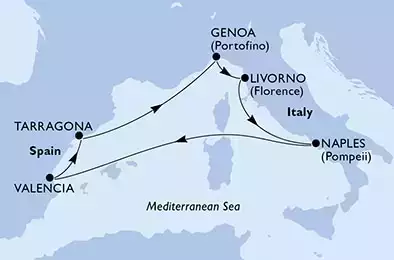 MSC BELLISSIMA - Itinerario di 7 notti partendo da LIVORNO il 31/08/2022 - Italia, Spagna