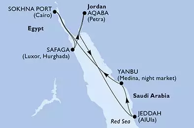 MSC SPLENDIDA - Itinerario di 7 notti partendo da JEDDAH,  ARABIA SAUDITA il 07/12/2022 - Arabia Saudita, Egitto, Giordania