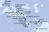 Genoa,Siracusa,Katakolon,Piraeus,Rhodes,Suez Canal North,Suez Canal South,Sharm El-Sheikh,Safaga,Sokhna Port,Jeddah,Muscat,Abu Dhabi,Dubai