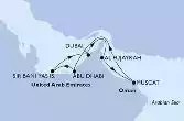 Dubai,Al Fujayrah,Muscat,Abu Dhabi,Sir Bani Yas,Dubai