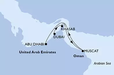 Dubai,Khasab,Muscat,Abu Dhabi