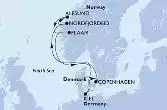 Kiel,Copenhagen,Nordfjordeid,Alesund,Flaam,Kiel