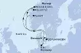Copenhagen,Hellesylt,Molde Fjord,Flaam,Kiel,Copenhagen
