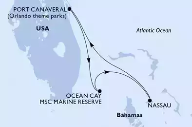 MSC SEASHORE - Itinerario di 4 notti partendo da PORT CANAVERAL (ORLANDO),  STATI UNITI il 14/07/2024 - Port Canaveral,Ocean Cay,Nassau,Port Canaveral