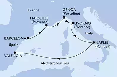 Barcelona,Marseille,Genoa,Livorno,Naples,Valencia
