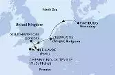 Hamburg,Zeebrugge,Cherbourg,Le Havre,Southampton