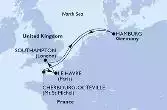 Le Havre,Southampton,Hamburg,Cherbourg,Le Havre,Le Havre