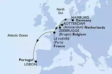 Hamburg,Zeebrugge,Rotterdam,Le Havre,Lisbon