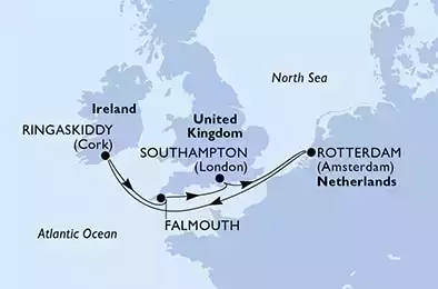 Southampton,Rotterdam,Ringaskiddy,Falmouth,Southampton