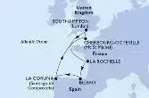 Southampton,La Rochelle,Bilbao,La Coruna,Cherbourg,Southampton