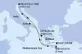 Bari,Monfalcone,Cefalonia,Heraklion,Santorini,Bari