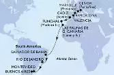 Genoa,Marseille,Barcelona,Valencia,Cadiz,Funchal,Las Palmas de G.Canaria,Salvador,Rio de Janeiro,Montevideo,Buenos Aires