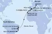Genoa,Palma de Mallorca,Cartagena,Malaga,Casablanca,Arrecife de Lanzarote,Salvador,Ilheus,Rio de Janeiro