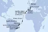 Santos,Rio de Janeiro,Salvador,Maceio,Santa Cruz de Tenerife,Cadiz,Barcelona