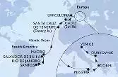 Santos,Rio de Janeiro,Salvador,Maceio,Santa Cruz de Tenerife,Cadiz,Barcelona,Messina,Corfu,Dubrovnik,Venice