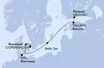 Kiel,Copenhagen,Tallinn,Helsinki