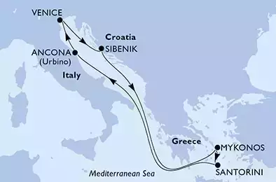 MSC ARMONIA - Itinerario di 7 notti partendo da VENEZIA il 19/08/2023 - Italia, Croazia, Grecia