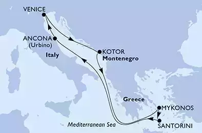 Ancona,Venice,Kotor,Mykonos,Mykonos,Santorini,Ancona