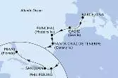 Barcelona,Cadiz,Funchal,Santa Cruz de Tenerife,Philipsburg,San Juan,Miami