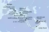 Civitavecchia,Naples,Piraeus,Heraklion,Suez Canal North,Suez Canal South,Safaga,Aqaba,Muscat,Dubai,Abu Dhabi