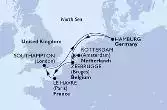 Rotterdam,Zeebrugge,Le Havre,Southampton,Hamburg,Zeebrugge,Rotterdam