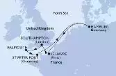 Southampton,Falmouth,St Peter Port,Hamburg,Le Havre,Southampton