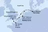 Southampton,Hamburg,Rotterdam,Rotterdam,Le Havre,Southampton