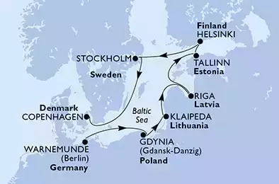 Germania, Polonia, Lituania, Lettonia, Estonia, Finlandia, Svezia, Danimarca