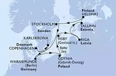 Germania, Polonia, Svezia, Lettonia, Estonia, Finlandia, Danimarca