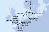 Hamburg,Copenhagen,Oslo,Zeebrugge,Le Havre,Southampton